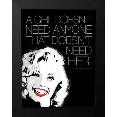 Monroe No Need Black Modern Wood Framed Art Print by Rodriquez Jr, Enrique