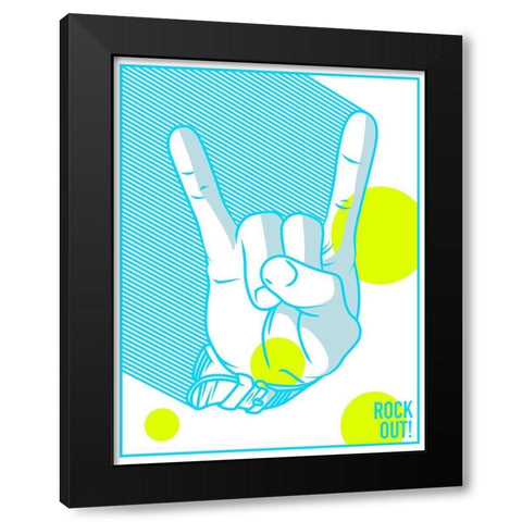 Rock Out Black Modern Wood Framed Art Print by Rodriquez Jr, Enrique