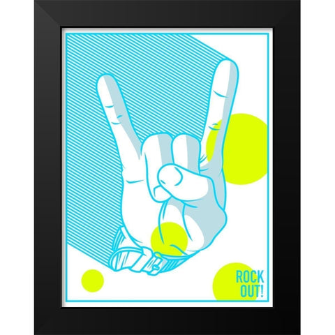 Rock Out Black Modern Wood Framed Art Print by Rodriquez Jr, Enrique