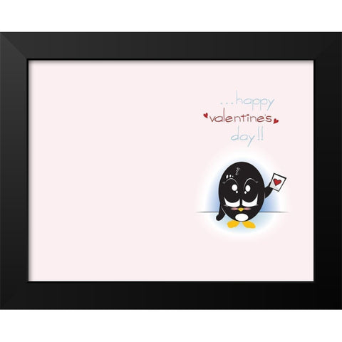 Happy Valentines Day Black Modern Wood Framed Art Print by Rodriquez Jr, Enrique
