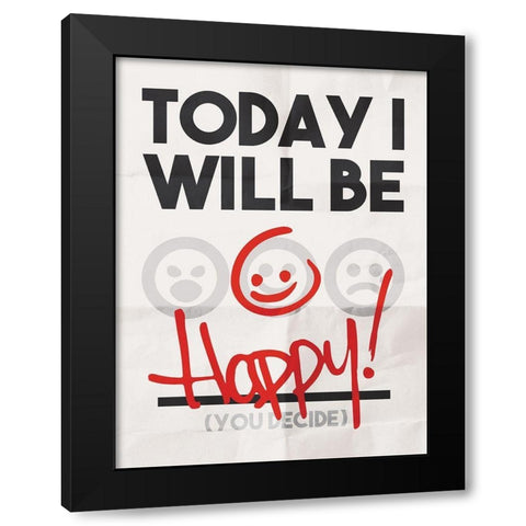 Be Happy Black Modern Wood Framed Art Print with Double Matting by Rodriquez Jr, Enrique