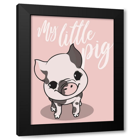 My Little Pig Black Modern Wood Framed Art Print with Double Matting by Rodriquez Jr, Enrique