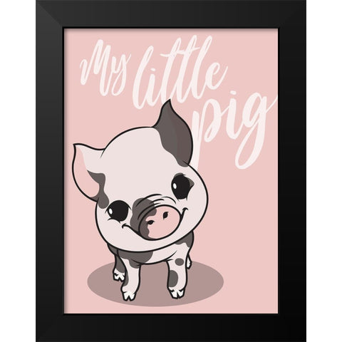 My Little Pig Black Modern Wood Framed Art Print by Rodriquez Jr, Enrique