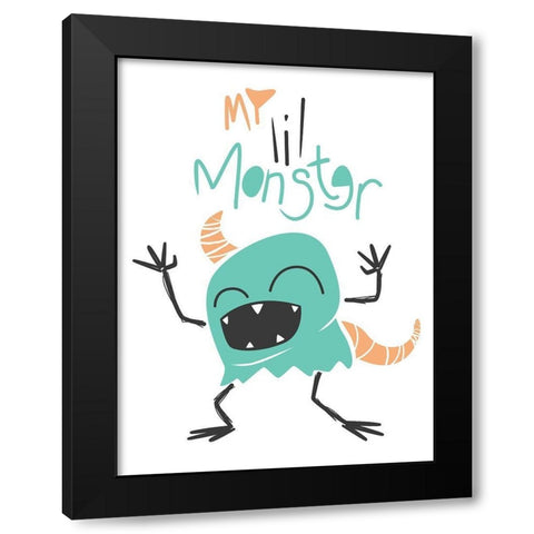My Lil Monster Black Modern Wood Framed Art Print by Rodriquez Jr, Enrique