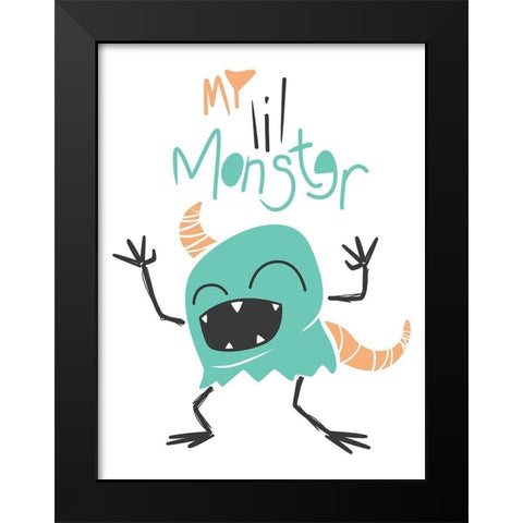 My Lil Monster Black Modern Wood Framed Art Print by Rodriquez Jr, Enrique