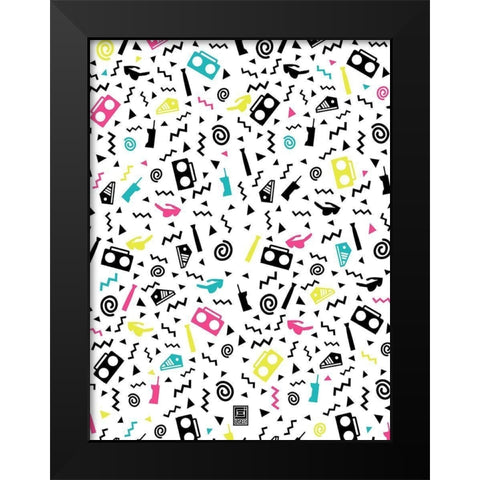 Nineties Party Black Modern Wood Framed Art Print by Rodriquez Jr, Enrique
