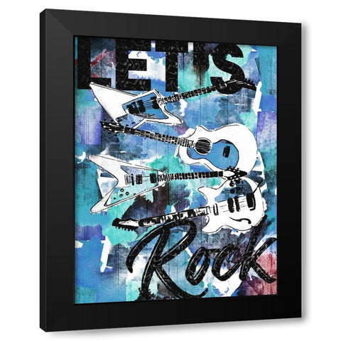 Lets Rock Black Modern Wood Framed Art Print with Double Matting by Rodriquez Jr, Enrique