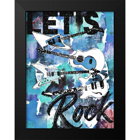 Lets Rock Black Modern Wood Framed Art Print by Rodriquez Jr, Enrique