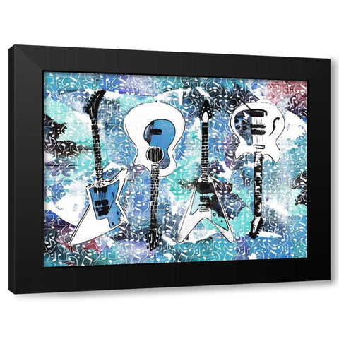 Music Guitars Black Modern Wood Framed Art Print with Double Matting by Rodriquez Jr, Enrique