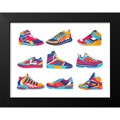 Lollipop Kicks Black Modern Wood Framed Art Print by Rodriquez Jr, Enrique