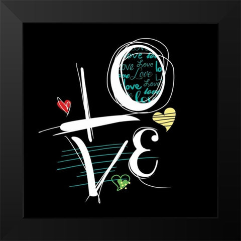 Love Hope B Black Modern Wood Framed Art Print by Rodriquez Jr, Enrique