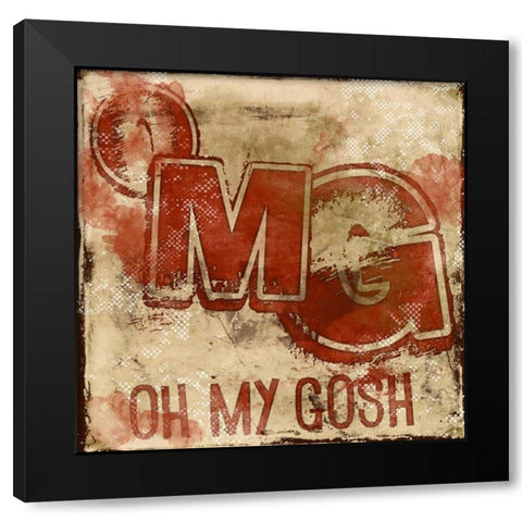 OMG B Black Modern Wood Framed Art Print by Rodriquez Jr, Enrique