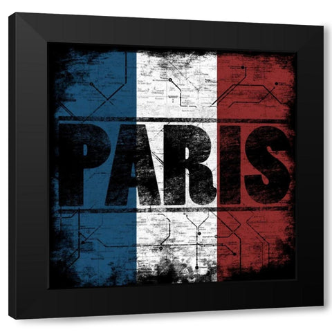 Paris Metro C Black Modern Wood Framed Art Print with Double Matting by Rodriquez Jr, Enrique