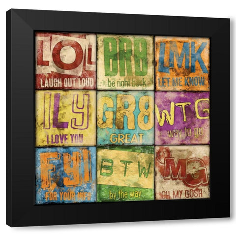 Text 9Patch Black Modern Wood Framed Art Print by Rodriquez Jr, Enrique
