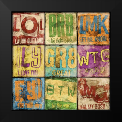 Text 9Patch Black Modern Wood Framed Art Print by Rodriquez Jr, Enrique