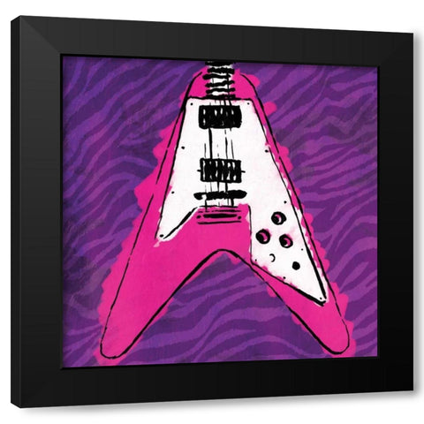 Girly Guitar Zoom Black Modern Wood Framed Art Print by Rodriquez Jr, Enrique