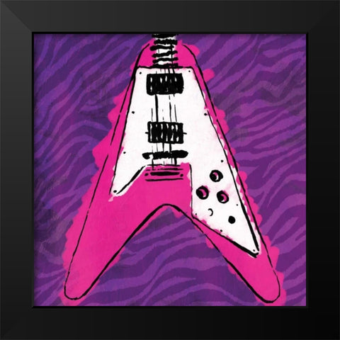 Girly Guitar Zoom Black Modern Wood Framed Art Print by Rodriquez Jr, Enrique
