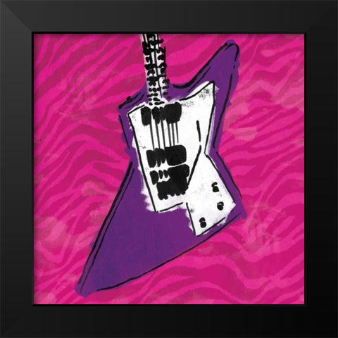 Girls Rule Guitar Zoom Mate Black Modern Wood Framed Art Print by Rodriquez Jr, Enrique