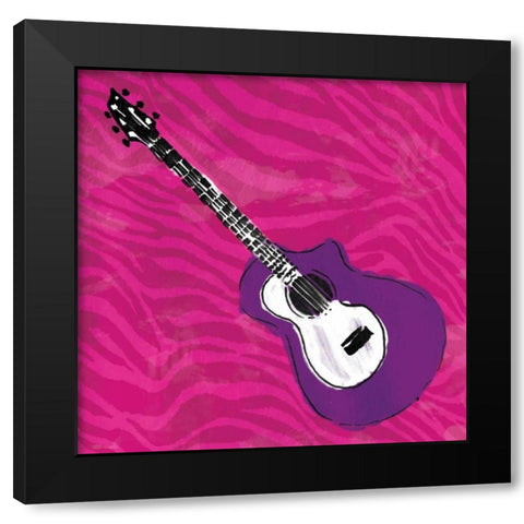 Girls Rock Guitar Black Modern Wood Framed Art Print with Double Matting by Rodriquez Jr, Enrique
