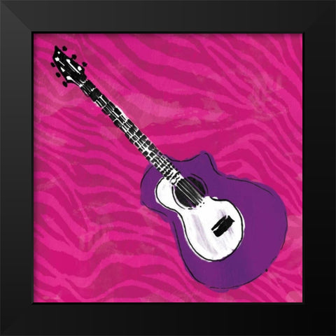 Girls Rock Guitar Black Modern Wood Framed Art Print by Rodriquez Jr, Enrique