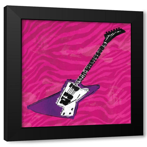 Girls Rock Guitar Mate Black Modern Wood Framed Art Print by Rodriquez Jr, Enrique