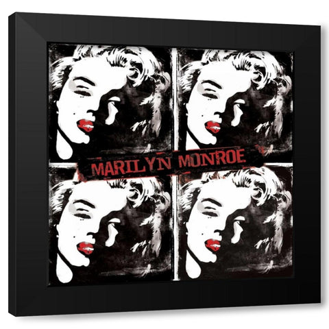 Red Marilyn Watercolor Black Modern Wood Framed Art Print with Double Matting by Rodriquez Jr, Enrique