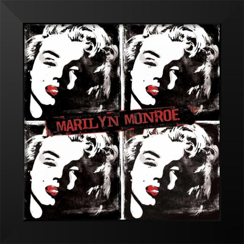 Red Marilyn Watercolor Black Modern Wood Framed Art Print by Rodriquez Jr, Enrique