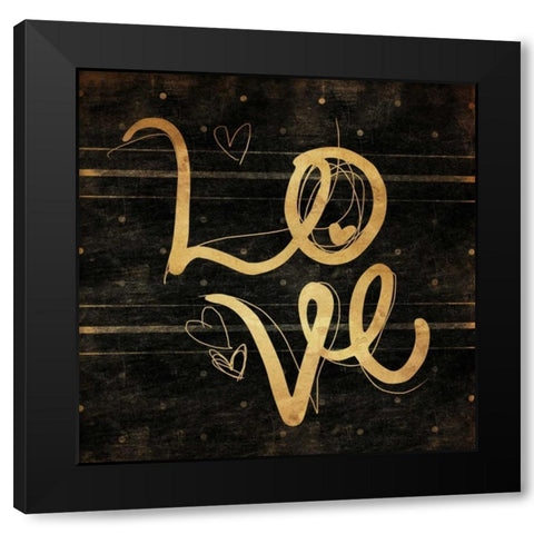 Love Gold Black Modern Wood Framed Art Print with Double Matting by Rodriquez Jr, Enrique