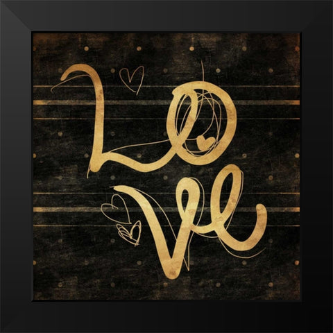 Love Gold Black Modern Wood Framed Art Print by Rodriquez Jr, Enrique