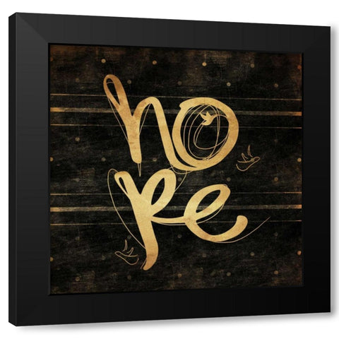 Hope Gold Black Modern Wood Framed Art Print with Double Matting by Rodriquez Jr, Enrique