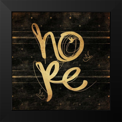 Hope Gold Black Modern Wood Framed Art Print by Rodriquez Jr, Enrique