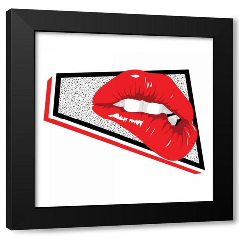 Abstract Lip Black Modern Wood Framed Art Print by Rodriquez Jr, Enrique