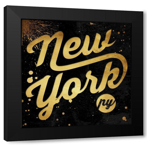 New York Goldish Black Modern Wood Framed Art Print with Double Matting by Rodriquez Jr, Enrique