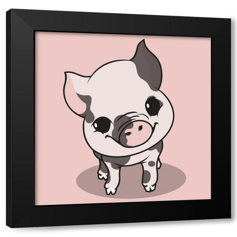 Little Pig Black Modern Wood Framed Art Print by Rodriquez Jr, Enrique