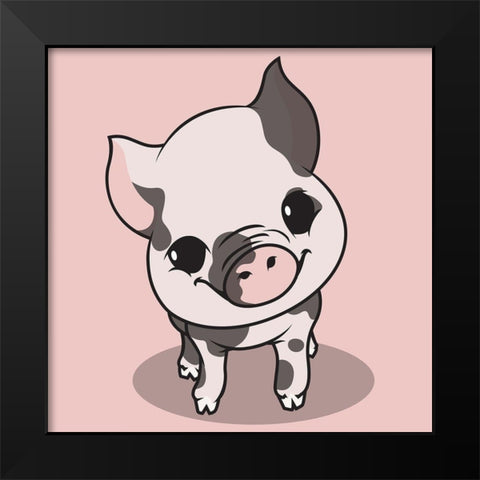 Little Pig Black Modern Wood Framed Art Print by Rodriquez Jr, Enrique