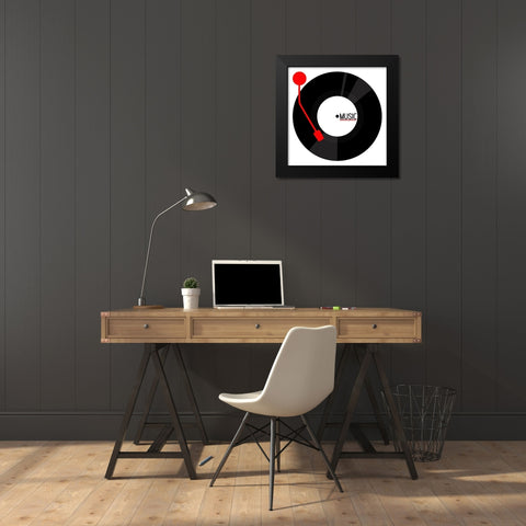 Vinyl Music Black Modern Wood Framed Art Print by Rodriguez, Enrique