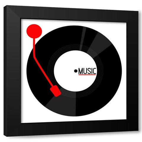 Vinyl Music Black Modern Wood Framed Art Print by Rodriguez, Enrique