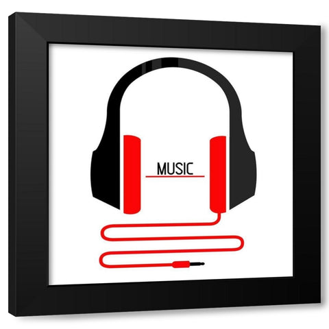 Headphones Music Black Modern Wood Framed Art Print with Double Matting by Rodriguez, Enrique