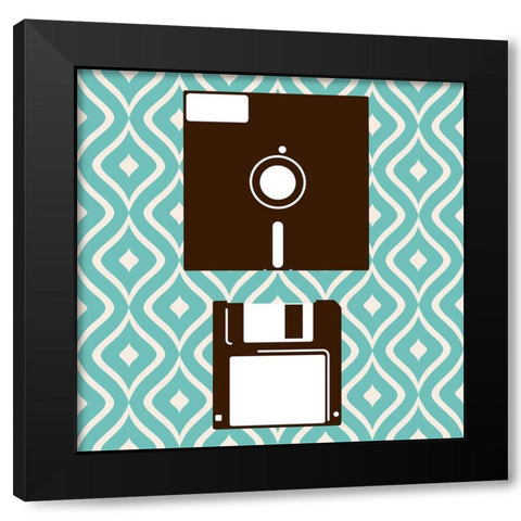 Computer Entertainment 2 Retro Black Modern Wood Framed Art Print by Rodriquez Jr, Enrique