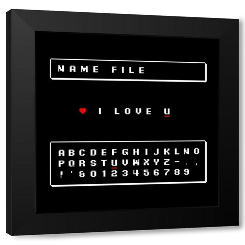 I Love U Black Modern Wood Framed Art Print with Double Matting by Rodriquez Jr, Enrique