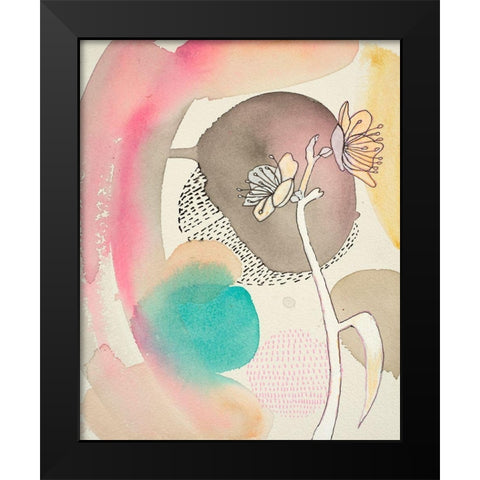 Sketched Flower with Color 1 Black Modern Wood Framed Art Print by Evans-Sills, Faith
