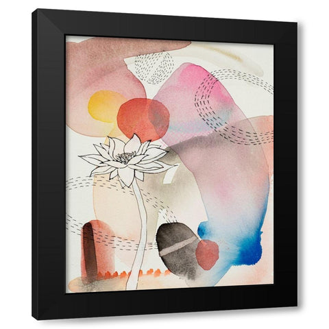 Sketched Flower with Color 2 Black Modern Wood Framed Art Print by Evans-Sills, Faith