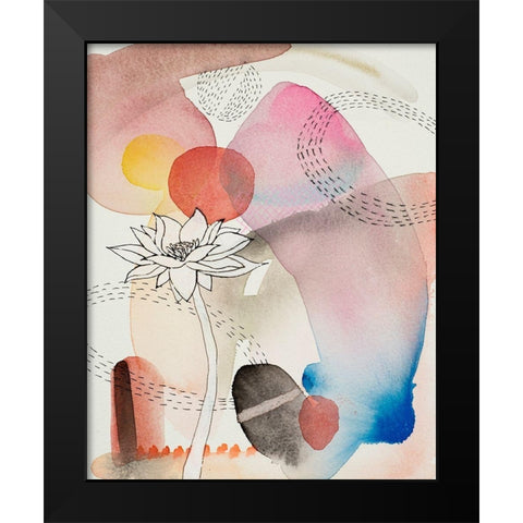 Sketched Flower with Color 2 Black Modern Wood Framed Art Print by Evans-Sills, Faith