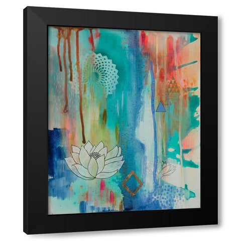 Lotus Bloom Black Modern Wood Framed Art Print by Evans-Sills, Faith