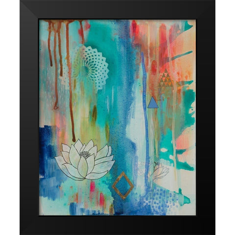 Lotus Bloom Black Modern Wood Framed Art Print by Evans-Sills, Faith