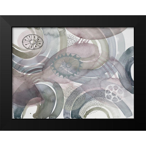 Joyful Spheres 1 Black Modern Wood Framed Art Print by Evans-Sills, Faith
