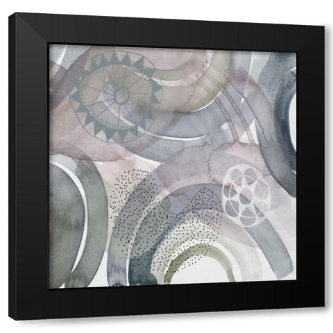 Joyful Rings 2 Black Modern Wood Framed Art Print by Evans-Sills, Faith