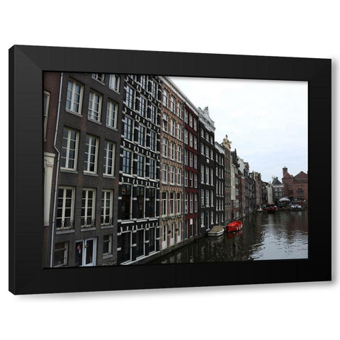 Damrak Amsterdam 2 Black Modern Wood Framed Art Print by Frances, Stephanie