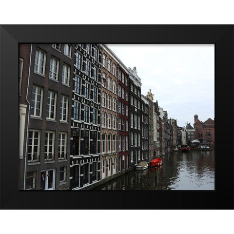 Damrak Amsterdam 2 Black Modern Wood Framed Art Print by Frances, Stephanie