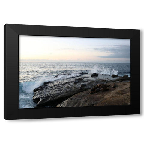 La Jolla Sea 1 Black Modern Wood Framed Art Print with Double Matting by Frances, Stephanie